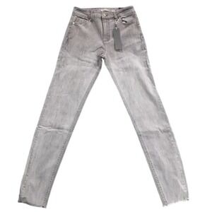 Tractr Mona High Rise Jeans Slim Fit Frayed Hem Gray Women's‎ 2/26  #7160